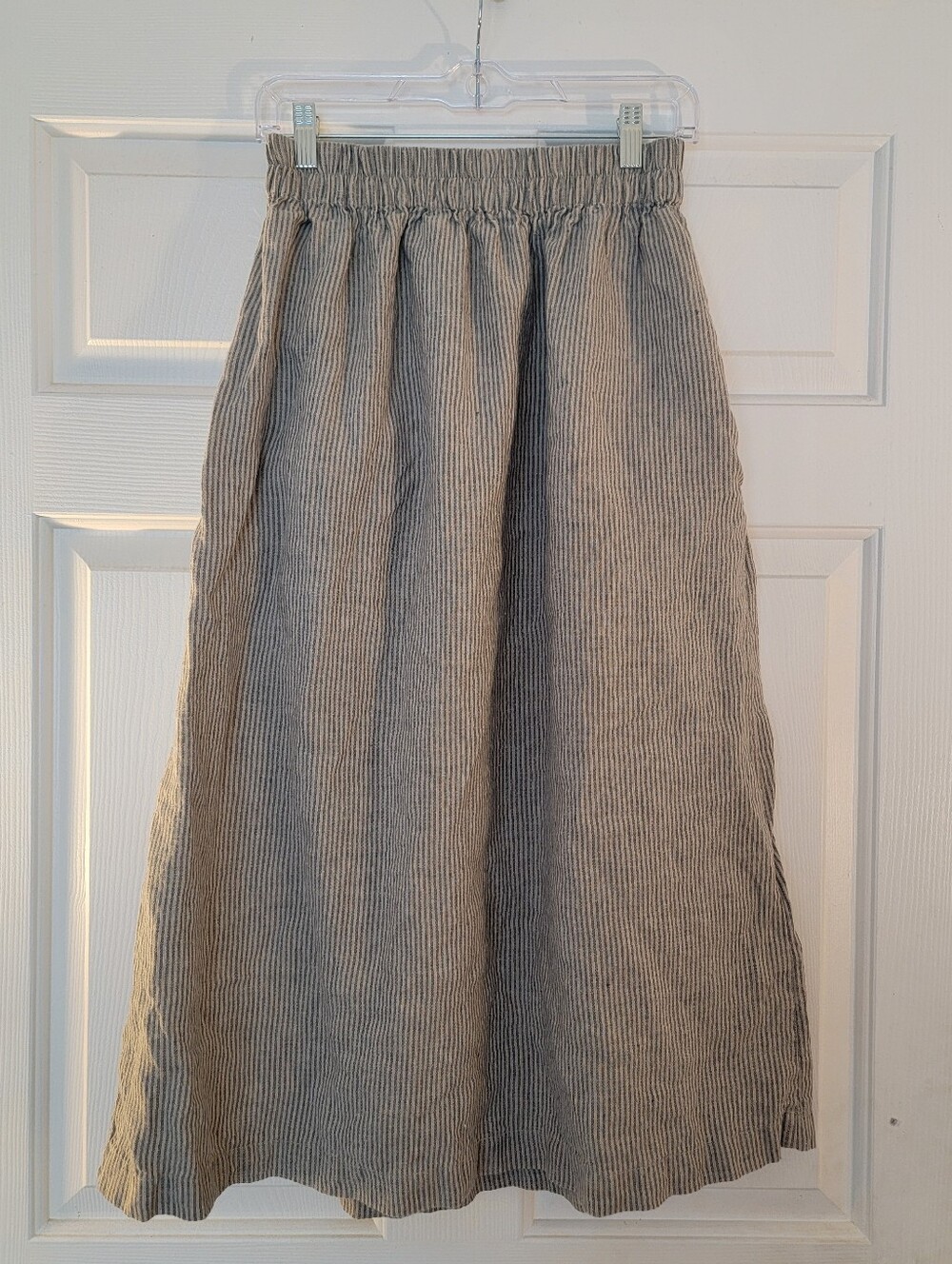 Women's Linen Striped Midi Skirt